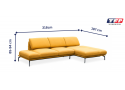 3 Seater Leather/Fabric Sofa With Chaise, Retractable Armrest and Adjustable Headrest - Libretto